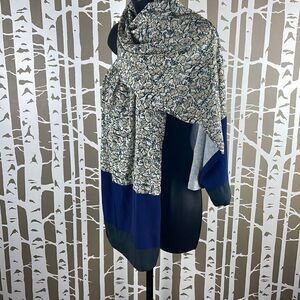LOFT Reversible Floral Print / Grey Jersey Scarf